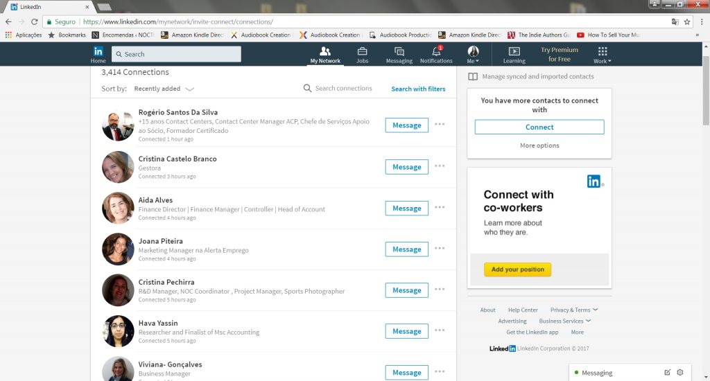 network of contacts on LinkedIn